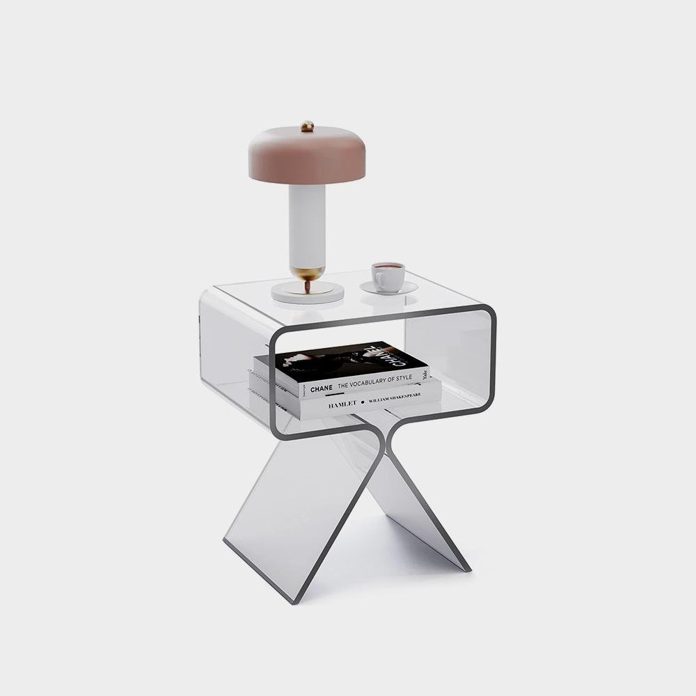 Solaround Acrylic Nightstand Side Table Modern Design Clear Home Decor Display – Image 3